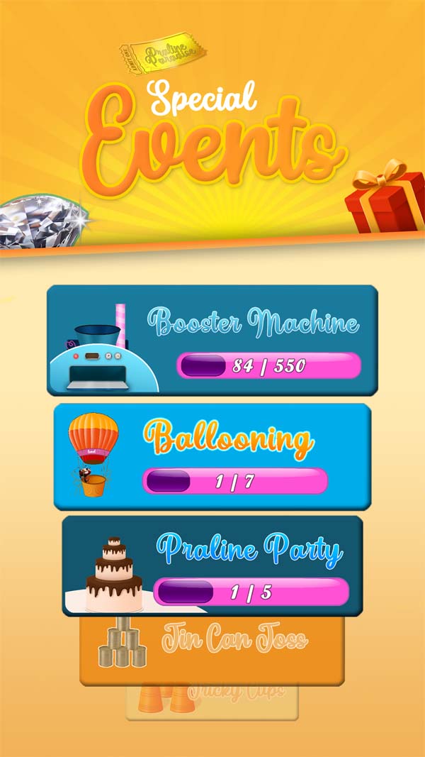 Praline Paradise screenshot: map of levels